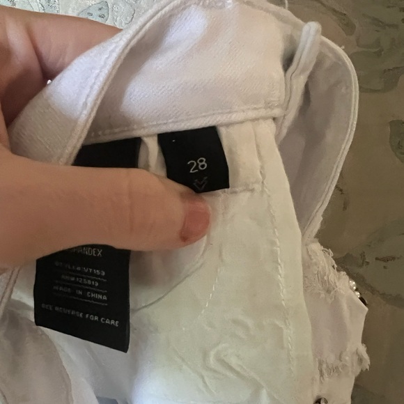 White Studded Denim Shorts - Picture 9 of 9